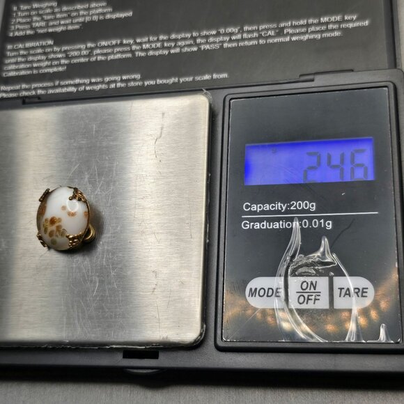 Antique Victorian Venetian Glass Flower Brooch .75" Gold Speckled 2.46g Antique - Picture 7 of 7